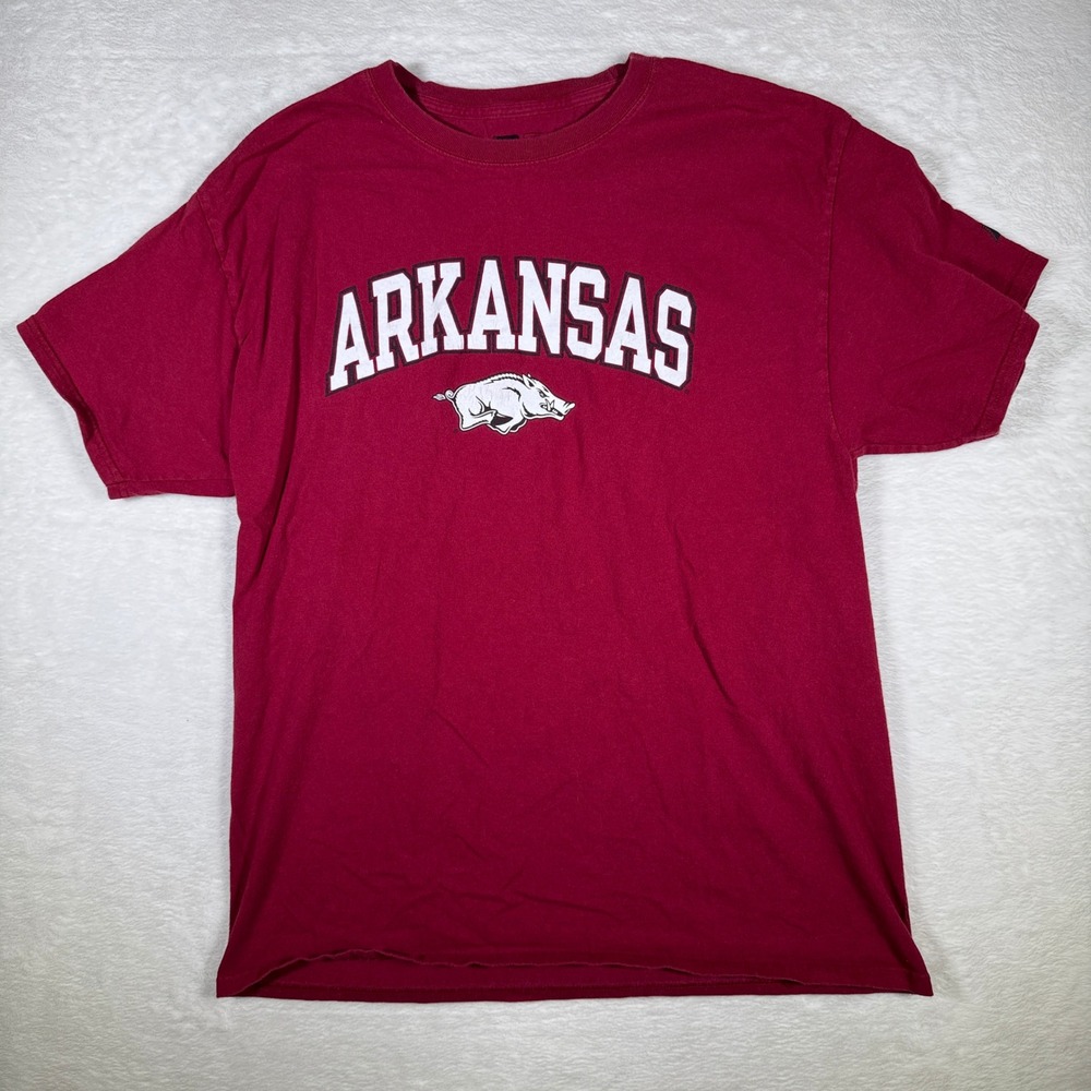 Arkansas Razorbacks Crimson Russell Athletic T Shirt Large College‎ Football USA